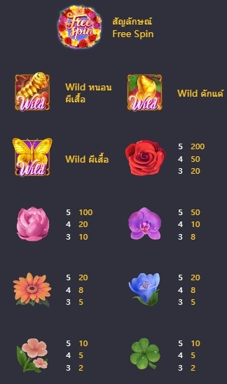 สัญลักษณ์ภายในเกม Butterfly Blossom